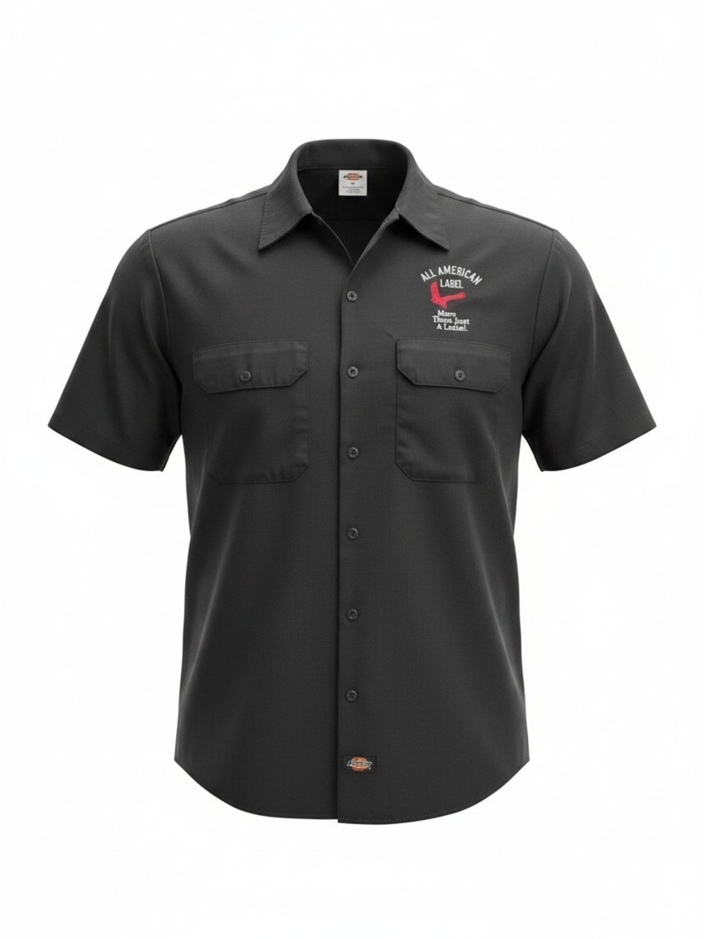 Dickies Men's Black Short Sleeve Work Shirt Size L Utility Streetwear Eagle